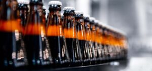 Beer bottles being produced